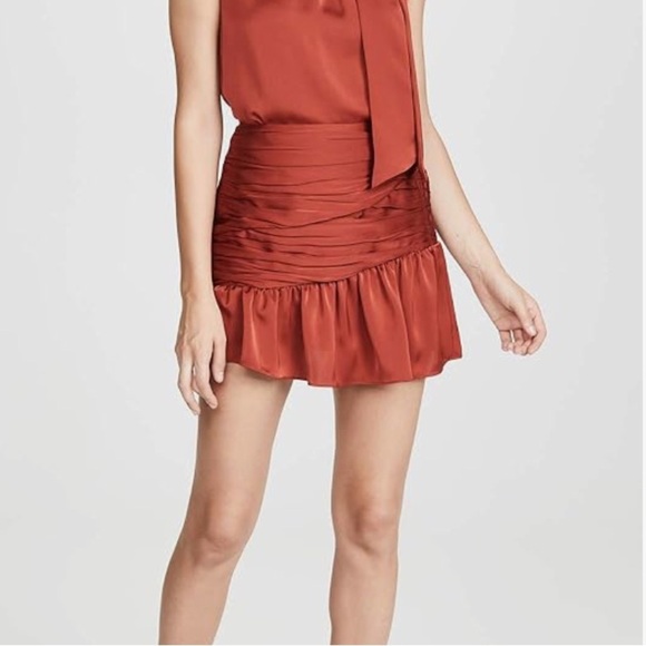 Ramy Brook Mini Satin Rouched Skirt Size 6 - Picture 1 of 8
